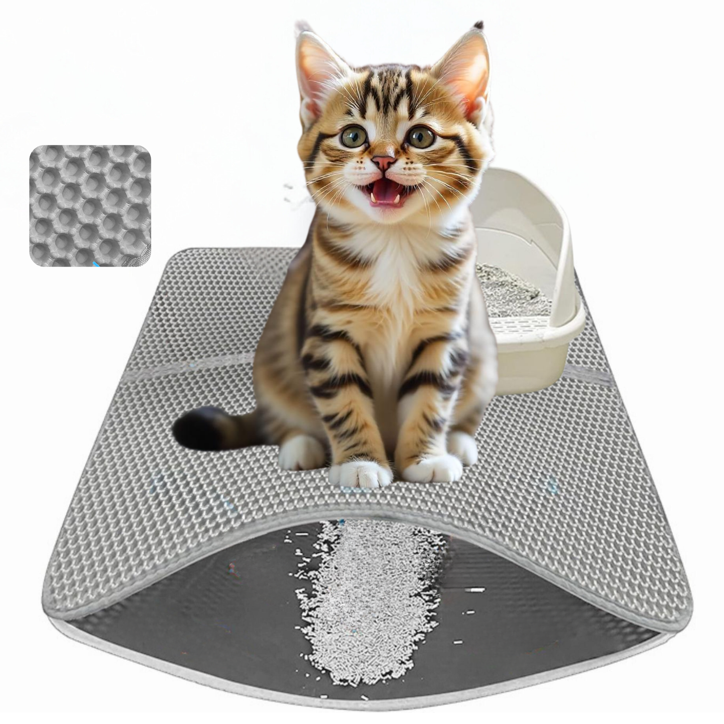 Trunxmon Cat Litter Mat- Grey